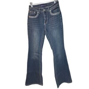 Westfield Eagle Jeans woman's 7 Embellished Bootcut Dark Wash Cross Pockets